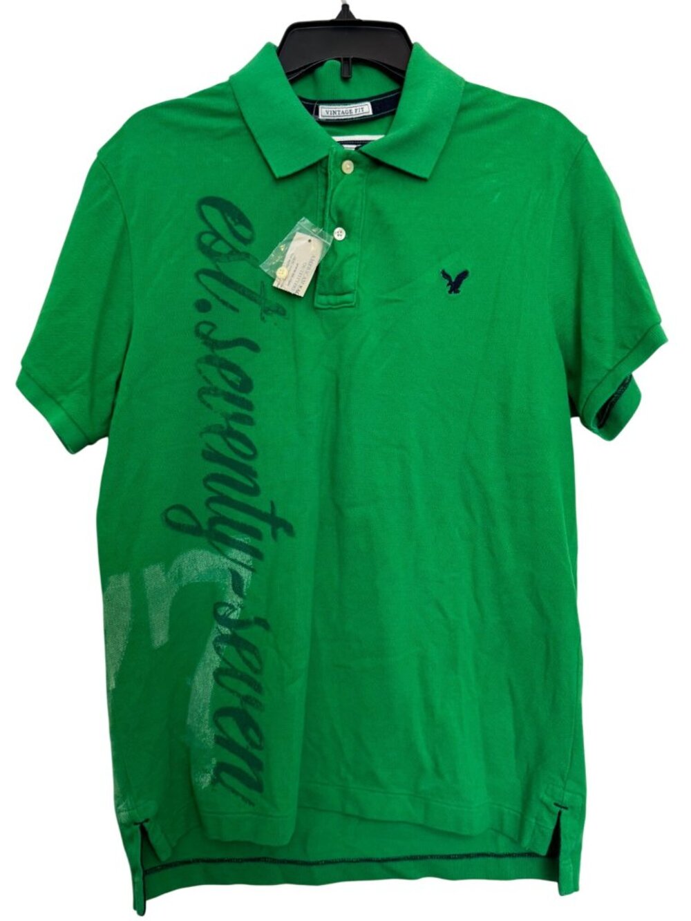 American Eagle Outfitters Green Polo Shirt Large 100% Cotton Mens Casual Short S